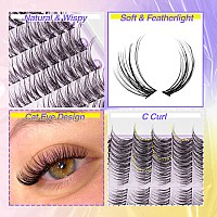 Cat Eye Lash Clusters Kit Natural Lash Extensions Kit 216 Pcs Wispy Cluster Eyelash Extensions C Curl Inidvidual Lashes Kit With