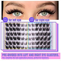 Fox Eye Lash Extension Kit L Curl Eyelash Extensions Kit Cat Eye Individual Lashes Kit 144 Pcs Fluffy Wispy Lash Clusters With L