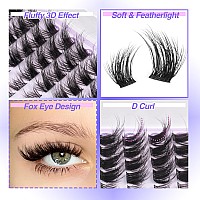 Fox Eye Lash Extension Kit L Curl Eyelash Extensions Kit Cat Eye Individual Lashes Kit 144 Pcs Fluffy Wispy Lash Clusters With L