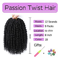 Callia Passion Twist Hair 8 Inch Passion Twist Crochet Hair 9 Packs Pretwisted Crochet Passion Twist Hair Prelooped Crochet Hair