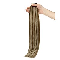 Full Shine Genius Weft Hair Extensions Real Hair Color Medium Brown Highlight Honey Blonde Sew In Hair Extensions Hand Tied Weft