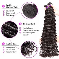 Luduna Deep Wave Human Hair Bundles 100 Unprocessed Brazilian Virgin Remy Hair Deep Wave 3 Bundles Natural Black Color Double W