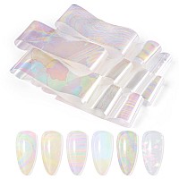 10 Sheets Holographic Nail Art Foil Transfer Stickers Metallic Color Print Nail Decals 3D Selfadhesive Stickers Diy Manicure