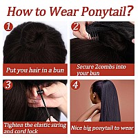 Sakalaka Ponytail Extension Human Hair Kinky Straight Ponytail With Drawstring Brazilian Virgin Human Hair Ponytail For Women Na