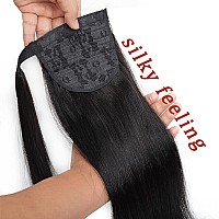 Straight Long Ponytail Extension Human Hair With Magic Paste Warp Around Human Hair Ponytail For Women Real Human Hair Ponytail