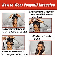 Straight Long Ponytail Extension Human Hair With Magic Paste Warp Around Human Hair Ponytail For Women Real Human Hair Ponytail