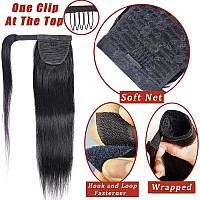 Straight Long Ponytail Extension Human Hair With Magic Paste Warp Around Human Hair Ponytail For Women Real Human Hair Ponytail