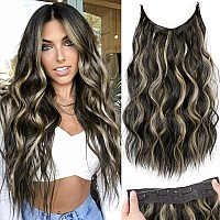 Kookastyle Invisible Wire Hair Extensions With Transparent Headband Adjustable Size 4 Secure Clips Long Wavy Secret Wire Hairpie