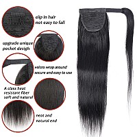 Sakalaka Straight Long Ponytail Extension Human Hair With Magic Paste Warp Around Human Hair Ponytail For Women Real Human Hair