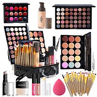 Makeup Kit For Wonmen Full Kit Eyeshadow Eyeliner Lipgloss Lipstick Makeup Brushes Mascara Eyebrow Pencil Concealer Face Powder