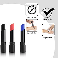 Meicoly 3Pcs Royal Blue Black Red Eye Black Stickwaterproof Sweatproof Eyeblack Stick Eye Stick For Baseballfootballsoftball