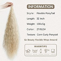 Gx Beauty 32 Inch Flexible Wrap Around Ponytail Extension Long Corn Wave Curly Ponytail Extension Natural Pony Tail Synthetic Ha