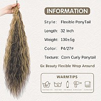 Gx Beauty 32 Inch Flexible Wrap Around Ponytail Extension Long Corn Wave Curly Ponytail Extension Natural Pony Tail Synthetic Ha