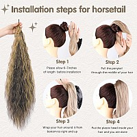 Gx Beauty 32 Inch Flexible Wrap Around Ponytail Extension Long Corn Wave Curly Ponytail Extension Natural Pony Tail Synthetic Ha