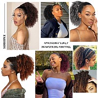 Gt Wig Afro Kinky Curly Drawstring Ponytail Extension For Black Women Short Afro Puff Curly Bun Syntheetic Hairpieces For Daily