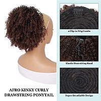 Gt Wig Afro Kinky Curly Drawstring Ponytail Extension For Black Women Short Afro Puff Curly Bun Syntheetic Hairpieces For Daily