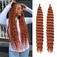 Qrhsuka Ocean Wave Crochet Hair 18 Inch 2 Packs Ginger Curly Braiding Hair Curly Crochet Hair For Black Women Bohemian Twist Cro