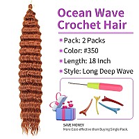 Qrhsuka Ocean Wave Crochet Hair 18 Inch 2 Packs Ginger Curly Braiding Hair Curly Crochet Hair For Black Women Bohemian Twist Cro