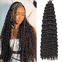 Qrhsuka Ocean Wave Crochet Hair 18 Inch 7 Packs Deep Wave Crochet Hair For Black Women Synthetic Wavy Curly Braiding Hair For Bo