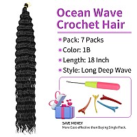 Qrhsuka Ocean Wave Crochet Hair 18 Inch 7 Packs Deep Wave Crochet Hair For Black Women Synthetic Wavy Curly Braiding Hair For Bo