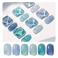 Gaoy Jelly Blue Gel Nail Polish Set 6 Transparent Colors Sheer Gel Nail Kit For Salon Gel Manicure And Nail Art Diy At Home