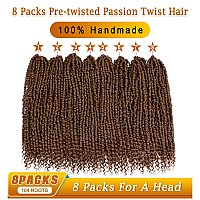 Pretwisted Passion Twist Hair 8 Packs 112 Strands Pre Looped Passion Twist Braiding Hair For Women Short Passion Twists Croch