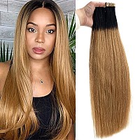 Ombre Yaki Tape In Hair Extensions Human Hair For Black Women 1B27 Light Yaki Invisible Human Hair Tape In Extensions Natural B