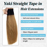 Ombre Yaki Tape In Hair Extensions Human Hair For Black Women 1B27 Light Yaki Invisible Human Hair Tape In Extensions Natural B