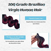 Body Wave Tape Ins Human Hair Extensions For Black Women 24 Inch 1B99J Highlights Curly Human Hair Tape In Extensions Natural B