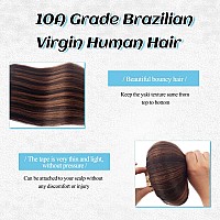 Light Yaki Tape In Hair Extensions Human Hair Balayage Natural Black To Chocolate Brown Invisible Human Hair Tape In Extensions