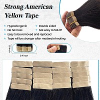 Yaki Straight Tape In Hair Extensions Human Hair Light Yaki Tape In Real Human Hair Extension For Black Women 22 Natural Bla