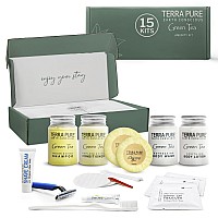 Terra Pure Green Tea Amenity Accessory Kit 1 Oz Travel Size Shampoo Conditioner Lotion Body Wash 2 Soap Bars Shave De