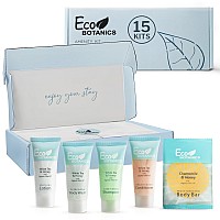 Eco Botanics Amenity Kit Boxed Hotel Toiletries Bulk Set 85 Oz Travel Size Shampoo Conditioner Lotion Body Wash Body B