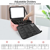 Relavel Makeup Bag With Led Mirror 162 Inches Large Makeup Case Travel Portable Cosmetic Organizer Vanity Case For Women Rech