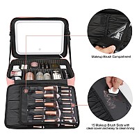 Relavel Makeup Bag With Led Mirror 162 Inches Large Makeup Case Travel Portable Cosmetic Organizer Vanity Case For Women Rech