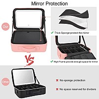 Relavel Makeup Bag With Led Mirror 162 Inches Large Makeup Case Travel Portable Cosmetic Organizer Vanity Case For Women Rech