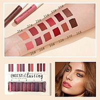 12Pcs Makeup Matte Lipstick Lip Kit Nonstick Cup Not Fade Velvety Liquid Lipstick Waterproof Long Lasting Durable Nude Lip Glo