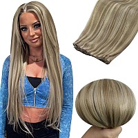 Full Shine Genius Weft Hair Extensions Human Hair Hand Tied Weft Human Hair Extensions Remy Straight Hair Weft Color Light Brown