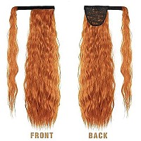 Corn Wave Ponytail Extension Clip In 22 Inch Long Wavy Curly Wrap Around Pony Tail Heat Resistant Synthetic Hairpiece For Wome