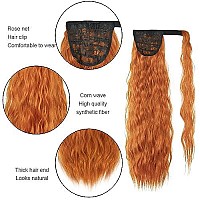 Corn Wave Ponytail Extension Clip In 22 Inch Long Wavy Curly Wrap Around Pony Tail Heat Resistant Synthetic Hairpiece For Wome