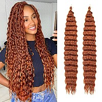 Qrhsuka Ocean Wave Crochet Hair 30 Inch 2 Packs Deep Wave Braiding Hair Ginger Curly Crochet Hair For Black Women Bohemian Twist