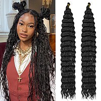 Qrhsuka Long Curly Braiding Hair 30 Inch 2 Packs Ocean Wave Crochet Hair For Black Women Deep Wave Braiding Hair For Boho Braids