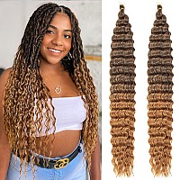 Qrhsuka Ocean Wave Crochet Hair 30 Inch 2 Packs Deep Wave Braiding Hair Curly Crochet Hair For Black Women Bohemian Twist Croche