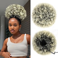 Yeame Afro Puff Drawstring Ponytail For Black Women Short Kinky Curly Afro Ponytail Synthetic Hair Puffs Premium Ombre Blonde