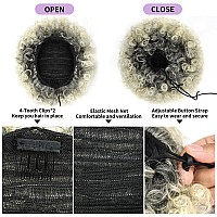 Yeame Afro Puff Drawstring Ponytail For Black Women Short Kinky Curly Afro Ponytail Synthetic Hair Puffs Premium Ombre Blonde