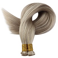 Full Shine Hand Tied Weft Hair Extensions Genius Weft Human Hair Extensions Color Ash Blonde Mix Bleach Blonde Hair Extensions S