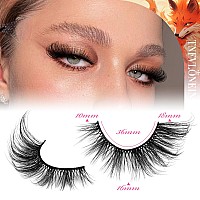 False Eyelashes Cat Eye Lashes Wispy Mink Lashes Natural 14 Pairs Fluffy Fake Eyelashes Pack Strip Lashes Fox Eye False Lashes B