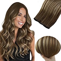 Full Shine Genius Weft Hair Extensions Human Hair Color Brown To Caramel Brown Hair Weft Extensions For Women Hand Tie Hair Exte