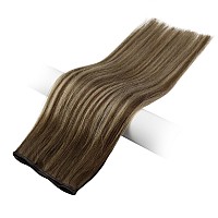 Full Shine Genius Weft Hair Extensions Human Hair Color Brown To Caramel Brown Hair Weft Extensions For Women Hand Tie Hair Exte