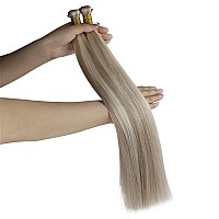 Full Shine Genius Weft Human Hair Extensions Color Ash Blonde Mix Bleach Blonde Hair Extensions Weft Sew In Hair Extensiopns Rea